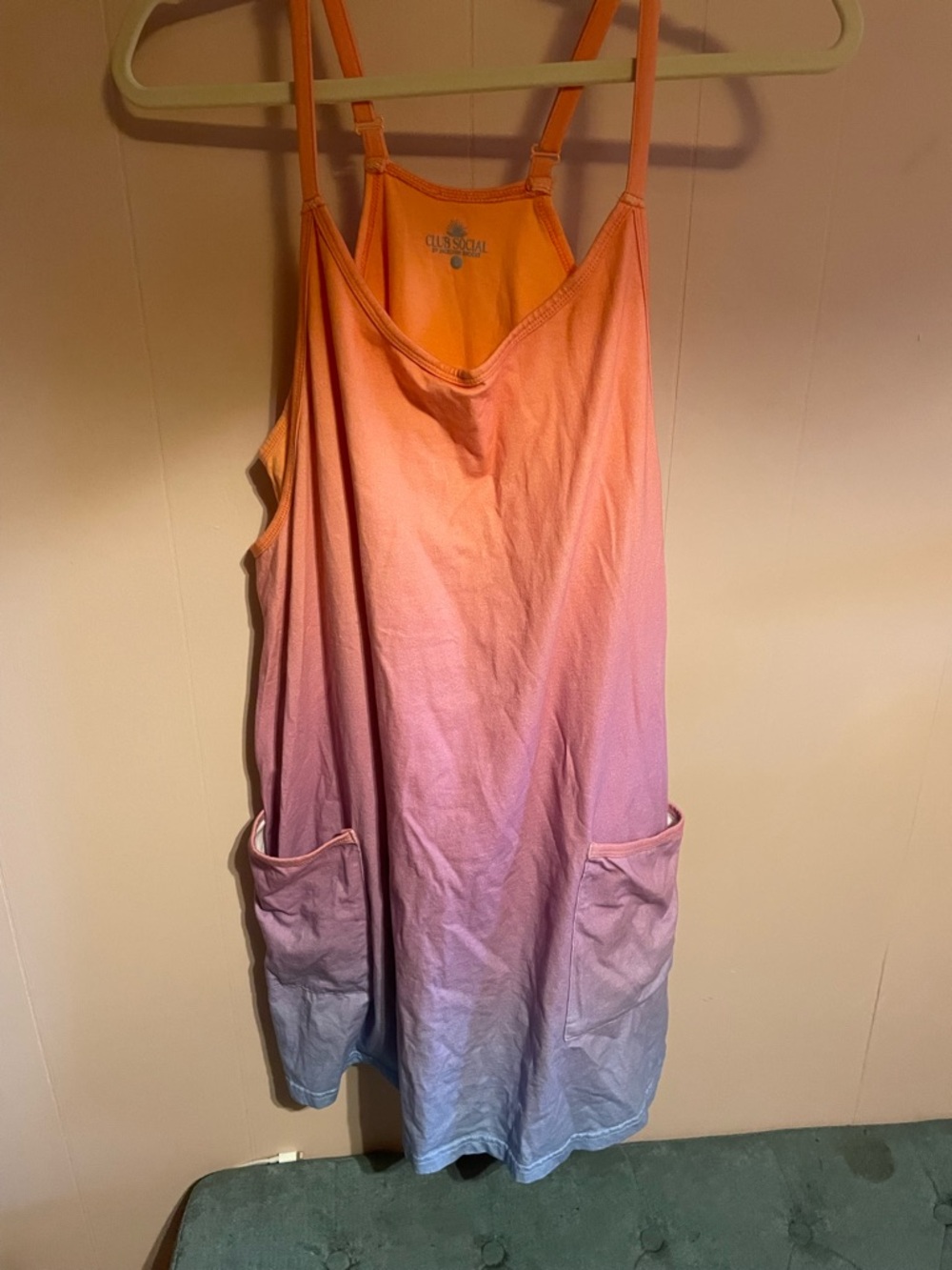 Ombré Tie-Dye Pocket Sundress Romper - Peach to Lavender